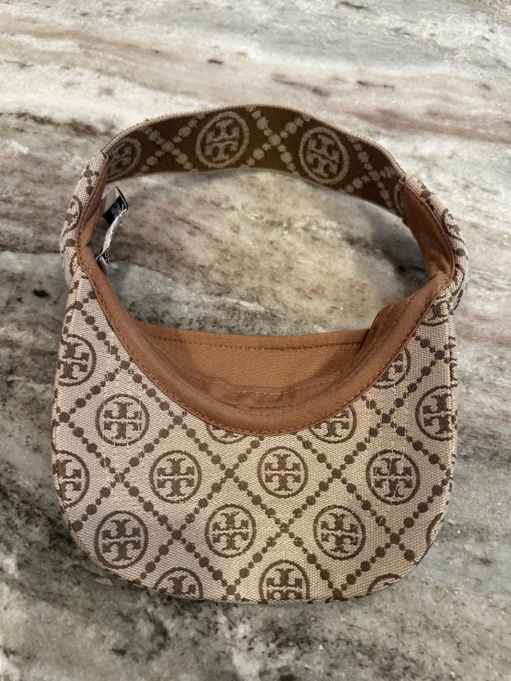 Tory Burch T Monogram Jacquard Visor Hazel NWOT